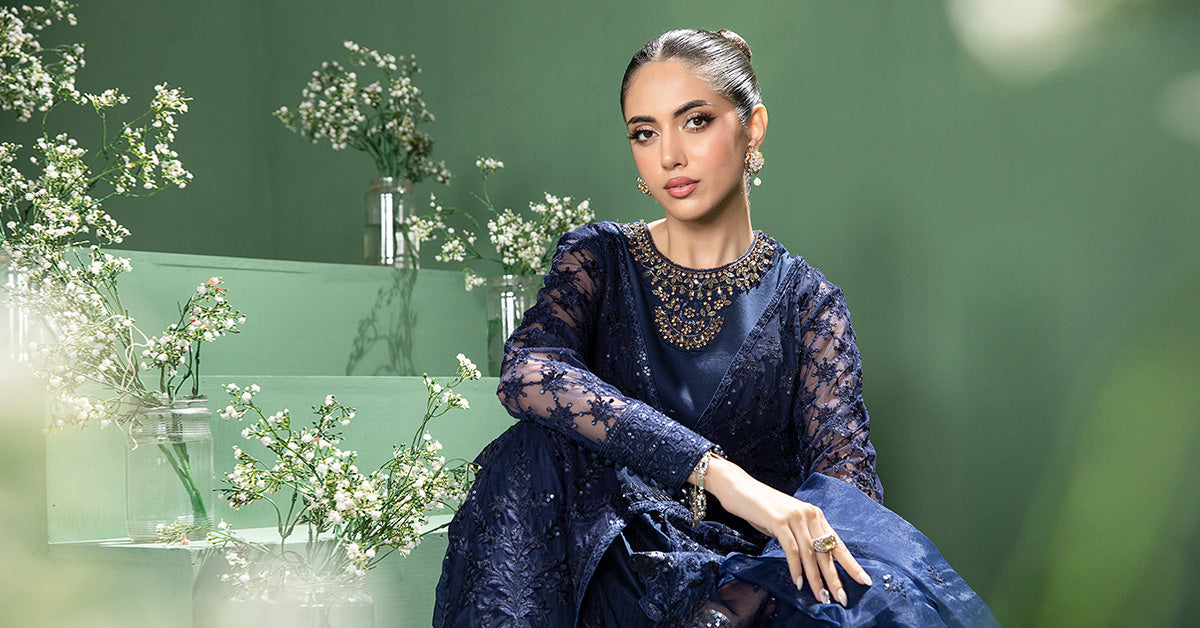 3 Piece Embroidered Net Suit | SF-W24-44