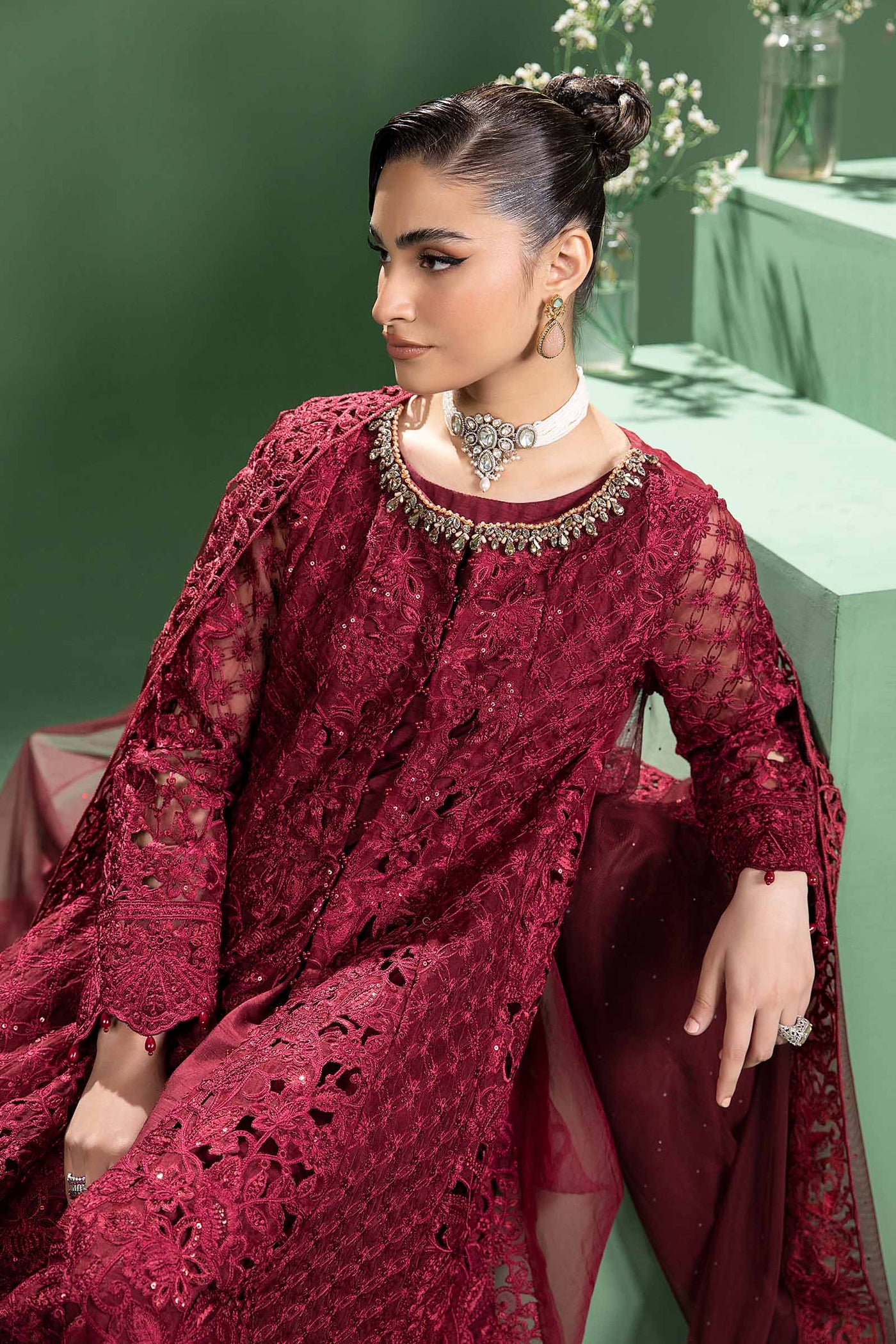 3 Piece Embroidered Organza Suit | SF-W24-46