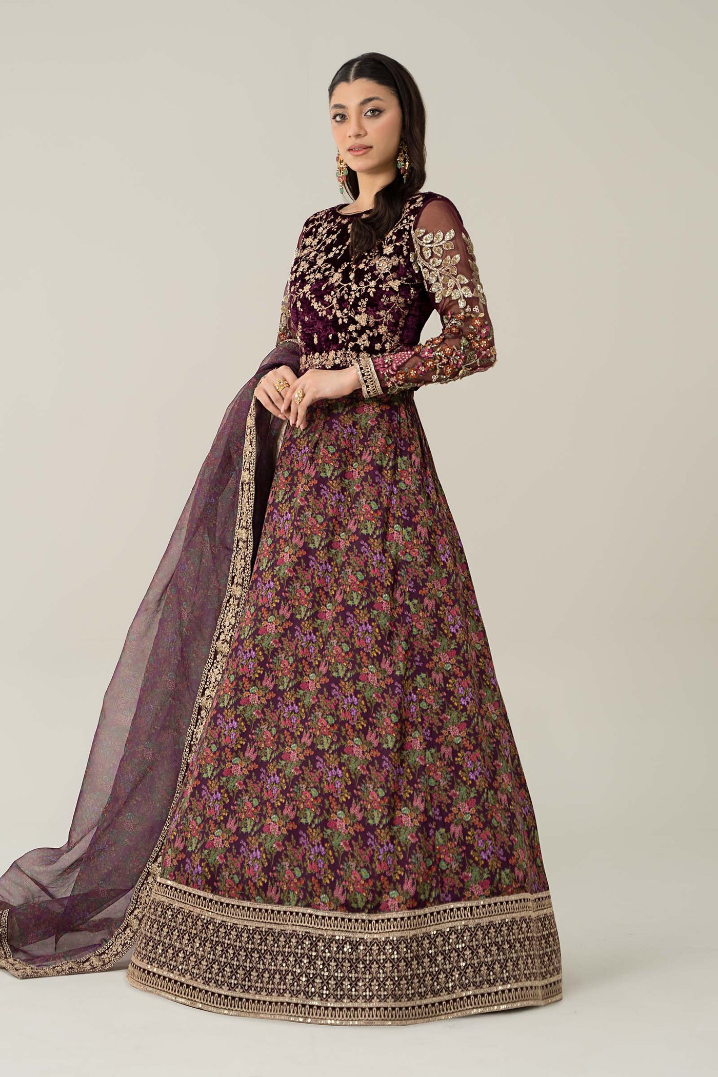 3 Piece Embroidered Velvet Suit | SF-W24-50