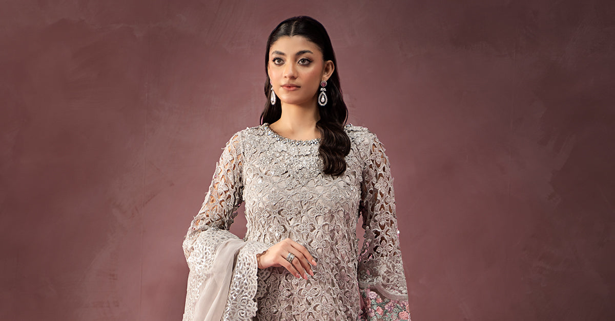 3 Piece Embroidered Organza Suit | SF-W24-69