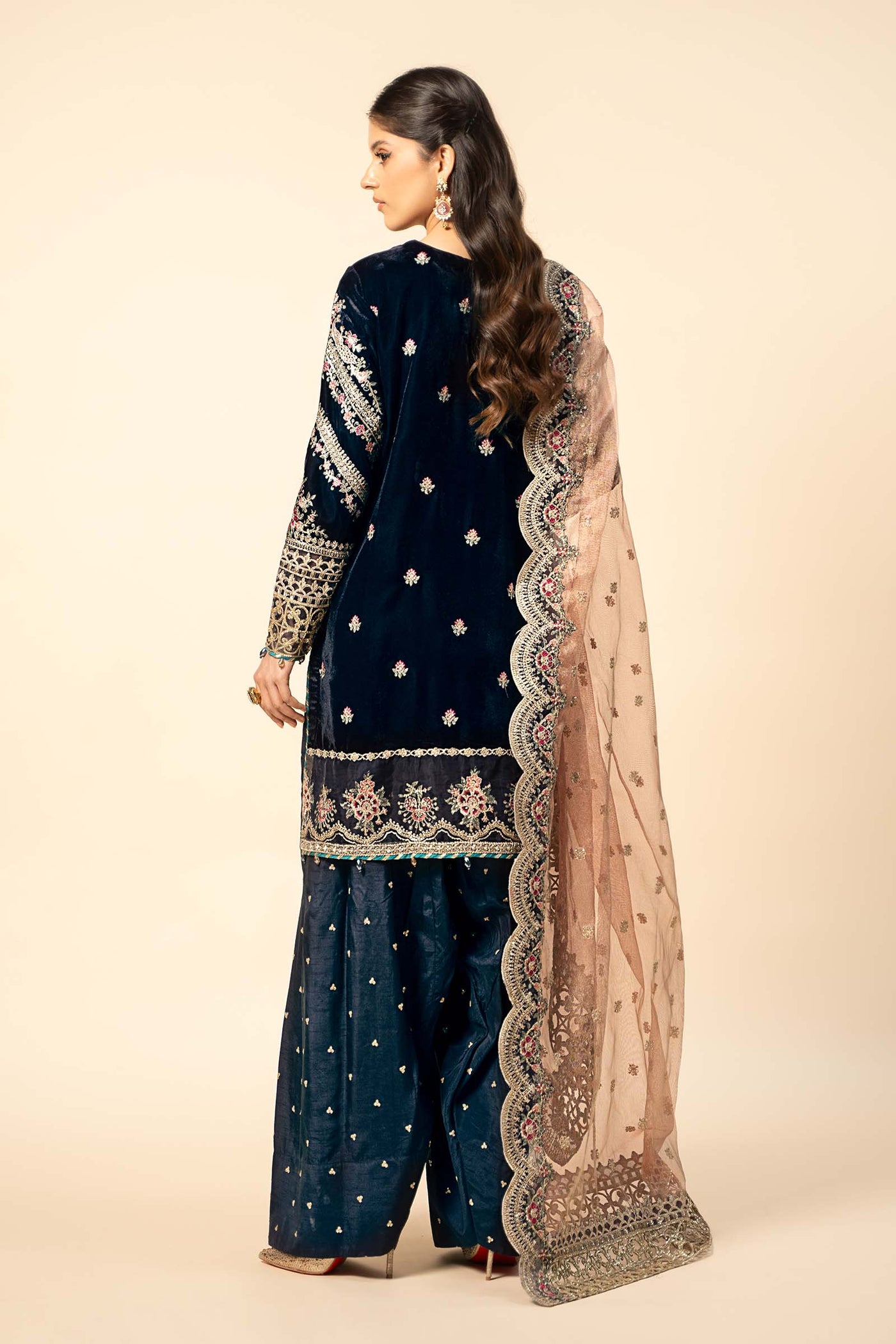 3 Piece Embroidered Velvet Suit | SF-W24-80