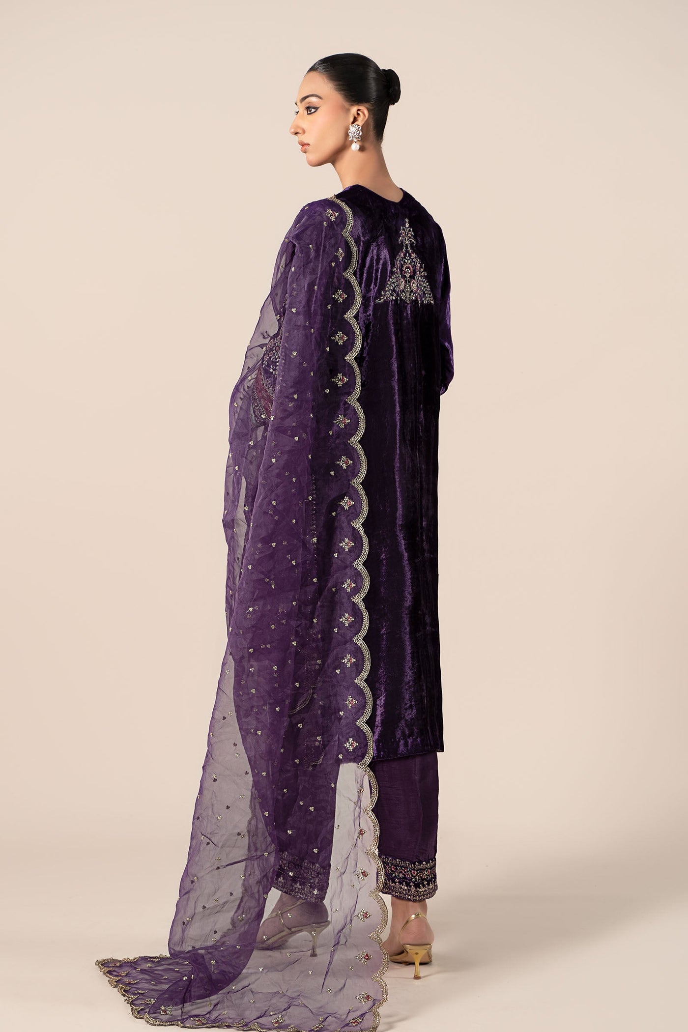 3 Piece Embroidered Velvet Suit | SF-W24-81