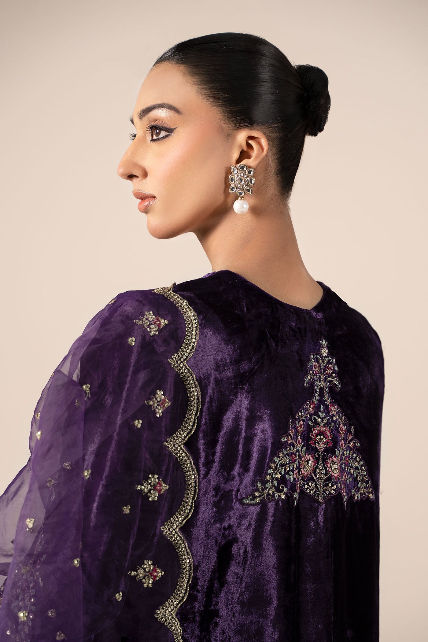 3 Piece Embroidered Velvet Suit | SF-W24-81