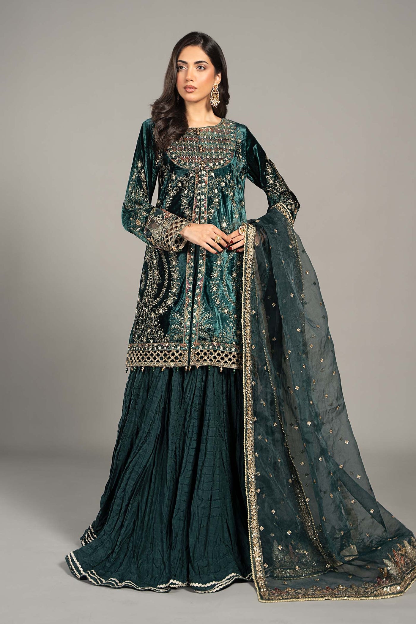 3 Piece Embroidered Velvet Suit | SF-W24-87