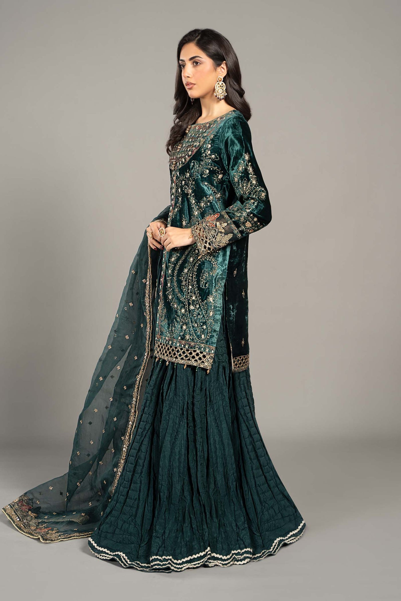 3 Piece Embroidered Velvet Suit | SF-W24-87