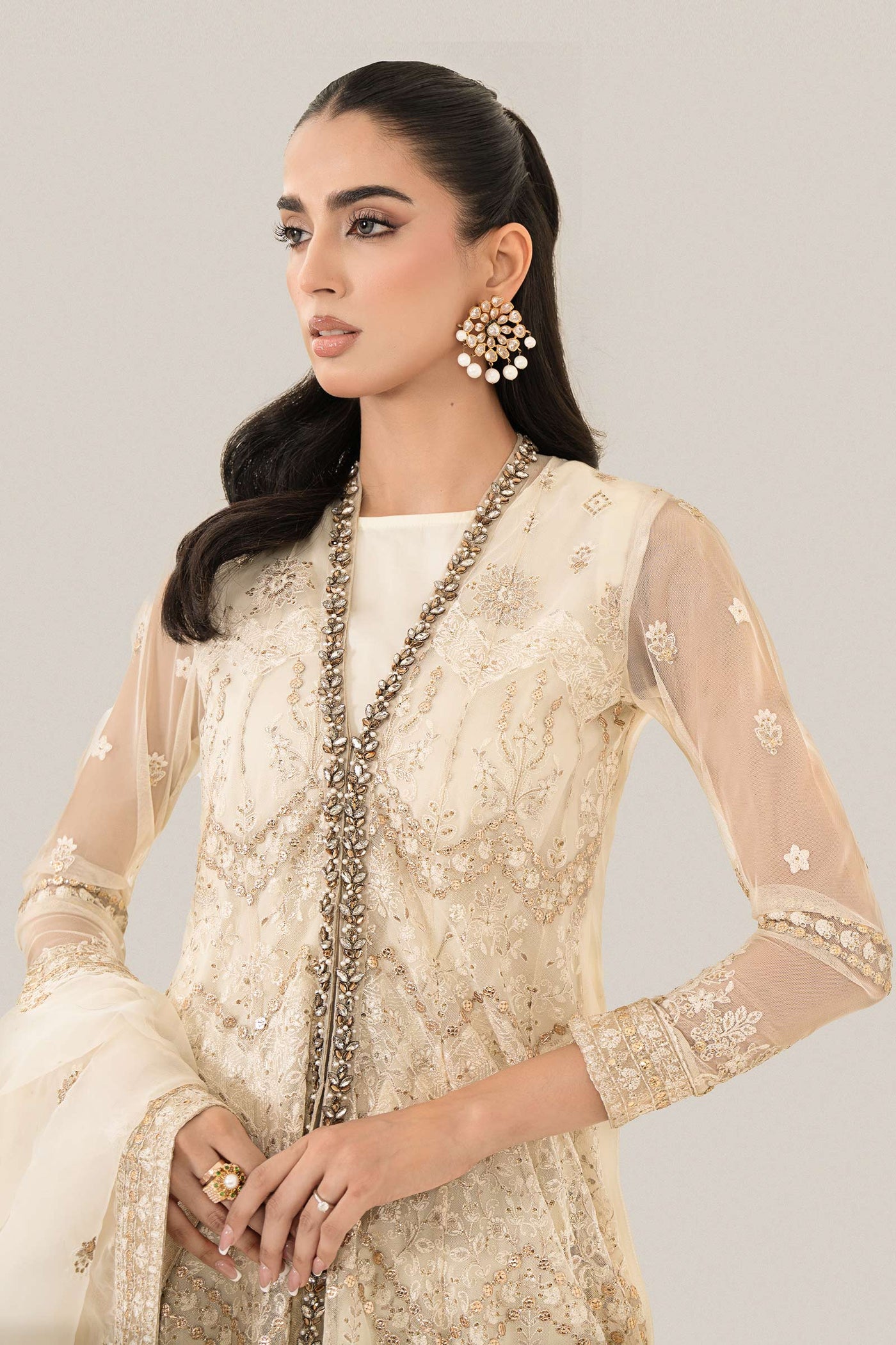 3 Piece Embroidered Net Suit | SF-EF24-28