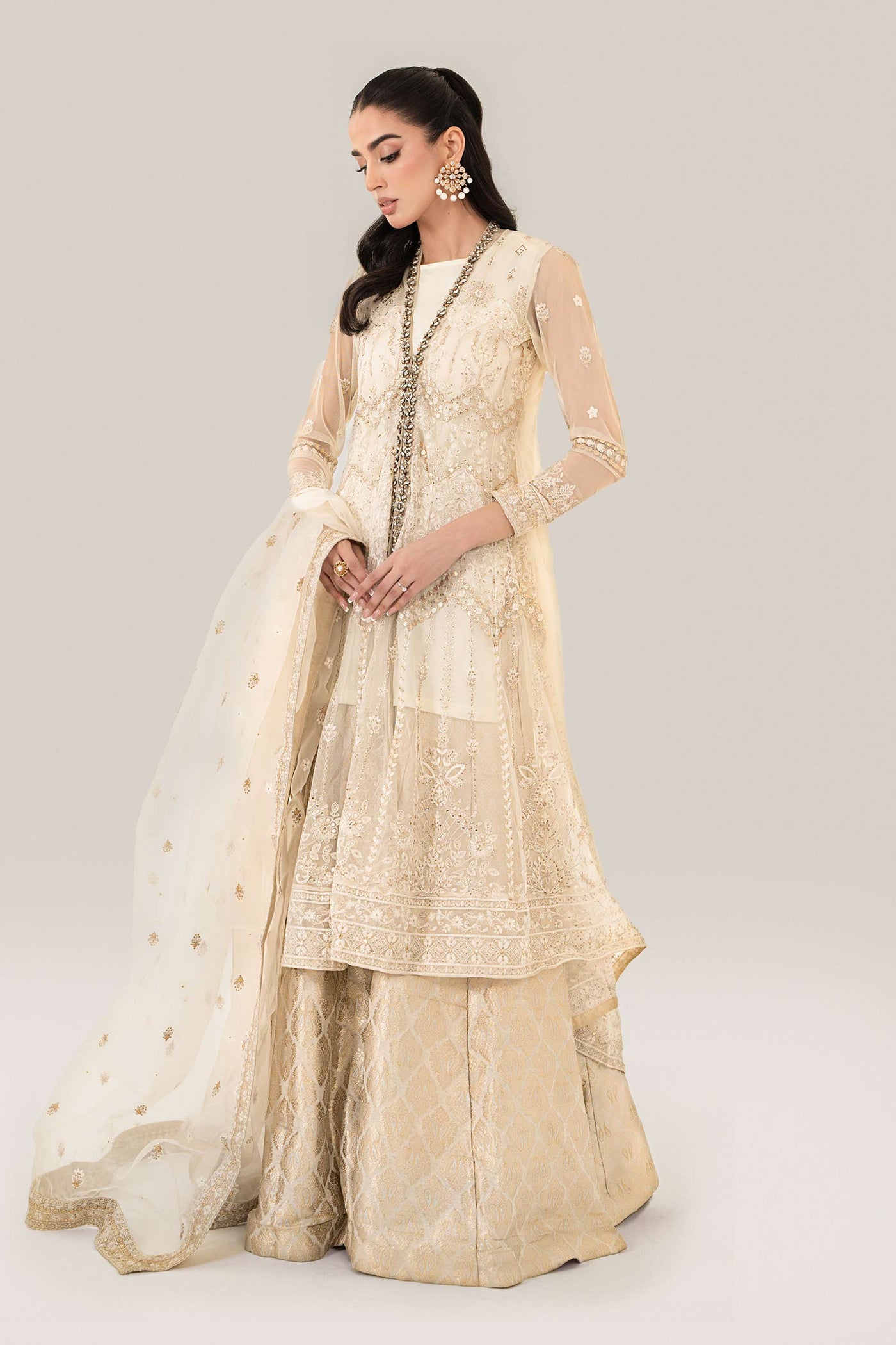 3 Piece Embroidered Net Suit | SF-EF24-28