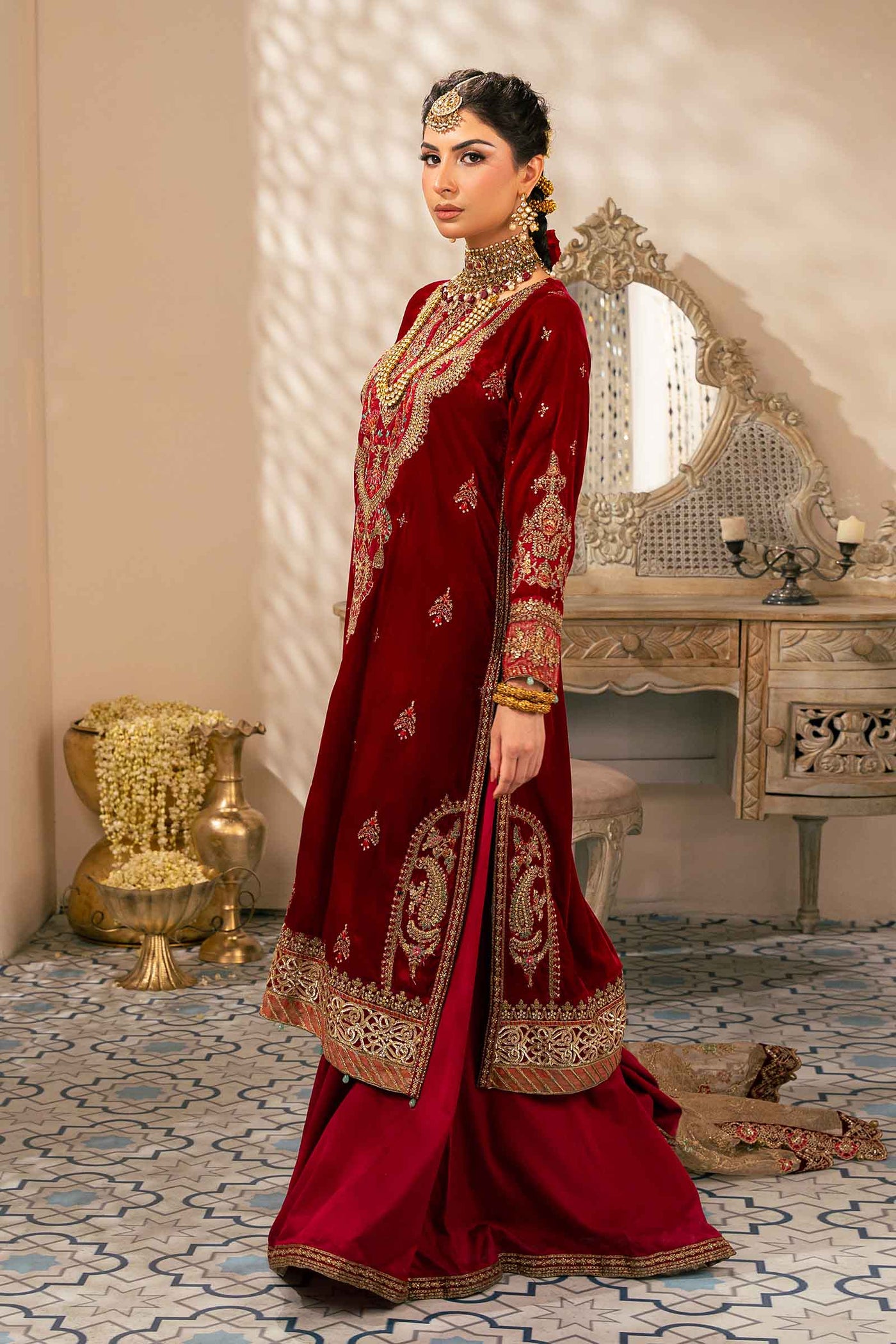 3 Piece Embroidered Velvet Suit | SF-W24-29