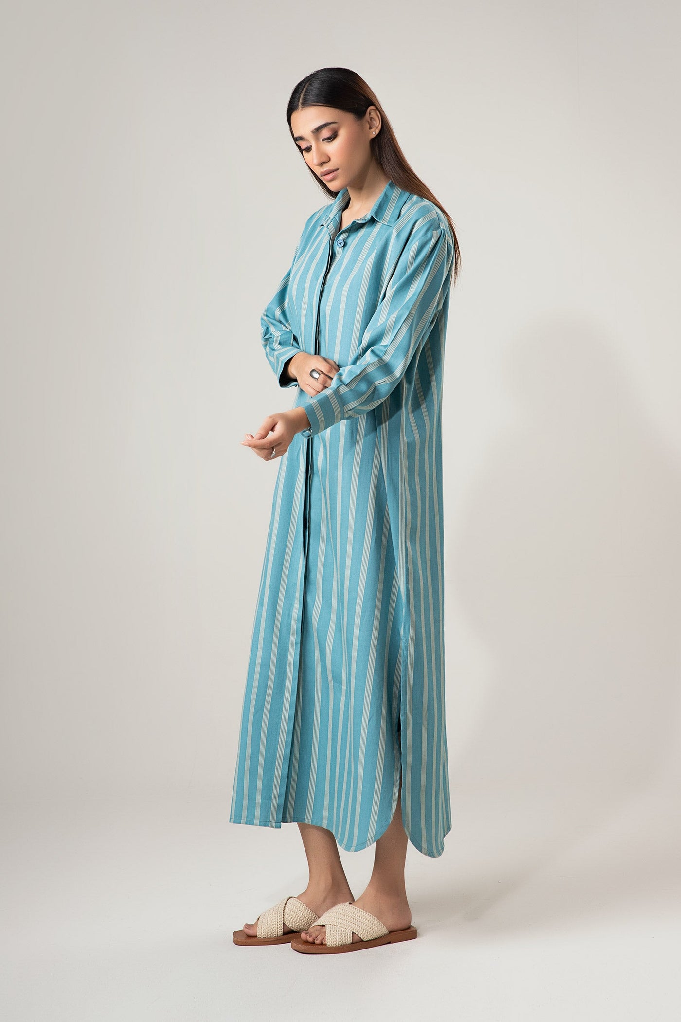 Striped Button-Down Dress | WEST-S25-8