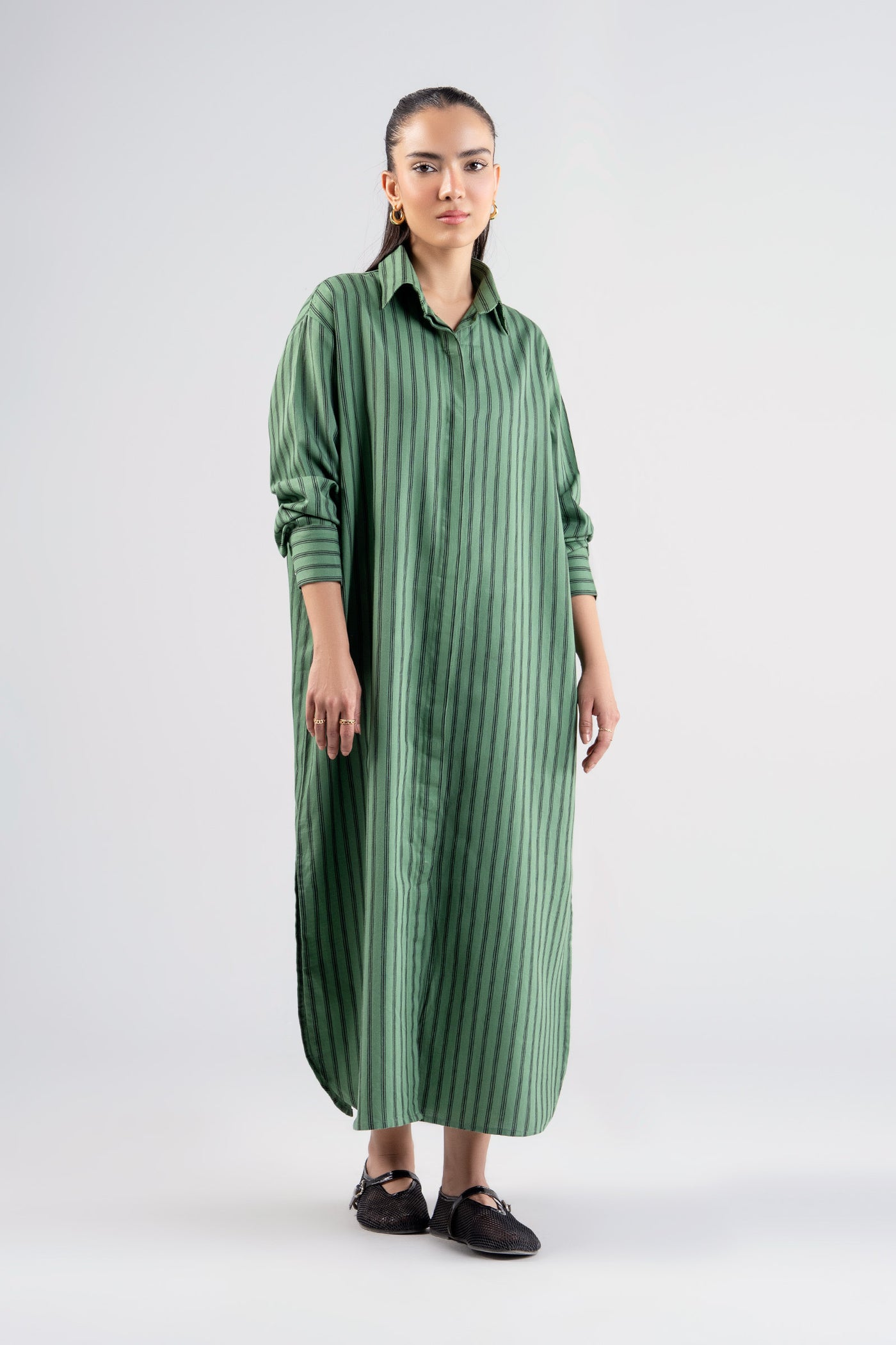 Striped Button-Down Dress | WEST-S25-9